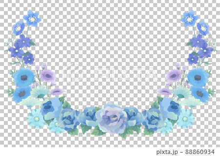 夏のブルーフラワー 背景フレーム イラスト 88860934