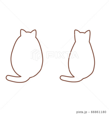 シンプルなネコの後ろ姿のイラスト素材 白 ぽっちゃり スリム ダイエット シンプルなネコの後ろ姿のイラスト素材 白 ぽっちゃり スリム ダイエット 88861180