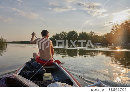 Canoe tour on a river Canoe tour on a river 88861705