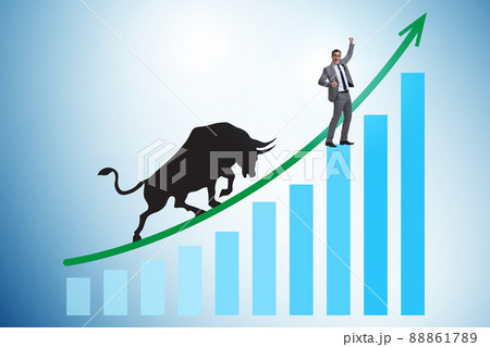 Businessman in illustration of bullish market 88861789