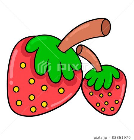 two delicious fresh red strawberries, doodle icon drawing two delicious fresh red strawberries, doodle icon drawing 88861970