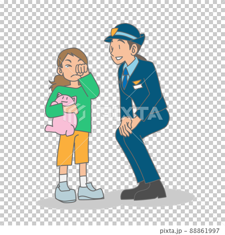 迷子に話しかける駅員 88861997