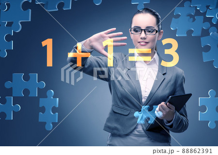 Businesswoman in synergy business concept 88862391