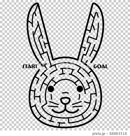 Fashionable and simple rabbit face maze illustration 88863518