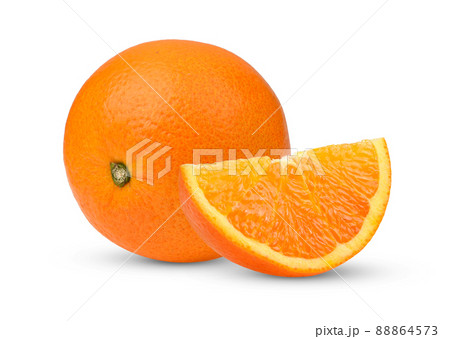 Orange with slice of orange isolated on white background with clipping path. Orange with slice of orange isolated on white background with clipping path. 88864573
