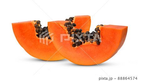 Slice ripe papaya isolated on the white background. 88864574