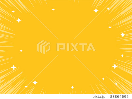 黄色の集中線とキラキラの背景フレーム 88864692