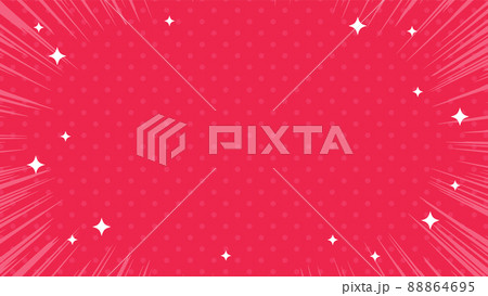 赤の集中線とキラキラの背景フレーム 88864695