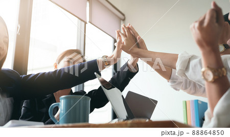Successful entrepreneurs, Business colleagues celebrating successful at office 88864850