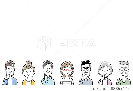 ベクターイラスト素材：笑顔で見上げる人々、大勢 88865575