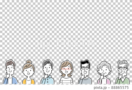 ベクターイラスト素材：笑顔で見上げる人々、大勢 88865575
