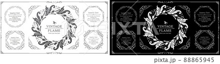 高級感のある豪華なあしらい。見出しや飾り罫のセット。デザイン素材。装飾素材。	 88865945