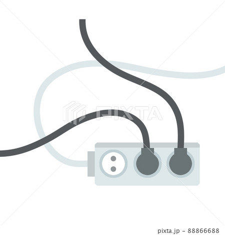 Many outlets to plug with wires. load on system. Cartoon flat illustration. High voltage and current. Electrical socket. Household appliance at home Many outlets to plug with wires. load on system. Cartoon flat illustration. High voltage and current. Electrical socket. Household appliance at home 88866688