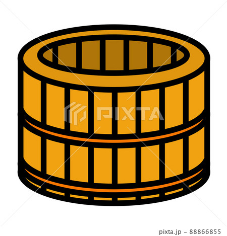 木桶のイラストのイラスト素材