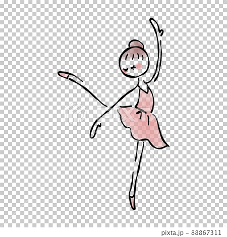 バレエをする女の子の手描きイラスト素材 88867311