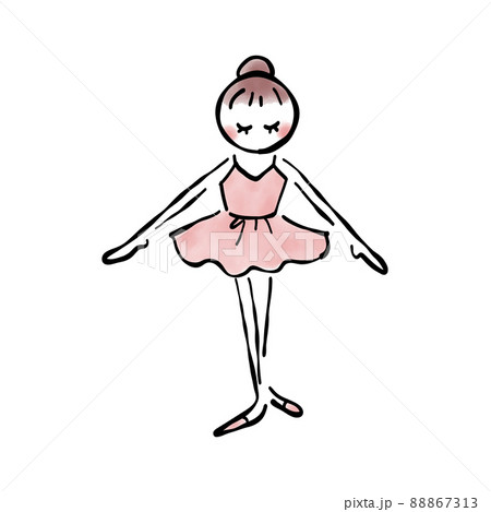 バレエをする女の子の手描きイラスト素材のイラスト素材