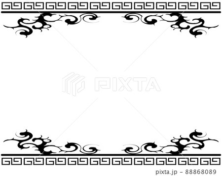 中華風のフレーム 横位置 ブラックのイラスト素材 [88868089] - PIXTA