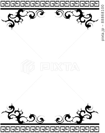 中華風のフレーム 縦位置 ブラックのイラスト素材 [88868100] - PIXTA