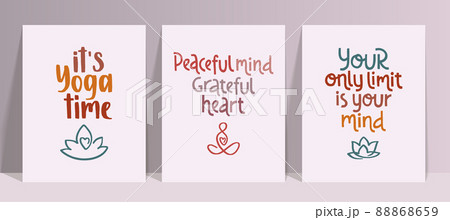 Wellness and yoga posters set. Handwritten lettering positive self-talk inspirational quote. Wellness and yoga posters set. Handwritten lettering positive self-talk inspirational quote. 88868659
