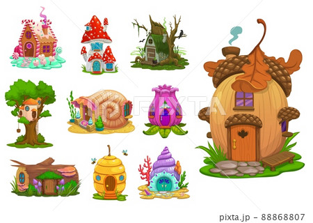 Cartoon Fairytale Fantasy Houses And Dwellings のイラスト素材 8607