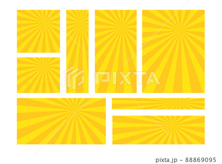 太陽風の集中線背景セット／各種バナーサイズ 88869095