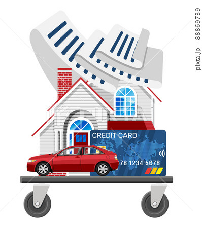 Shopping Cart with Goods, Cost of Living, Expenses 88869739