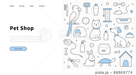 Pet shop banner with doodle animals 88869774