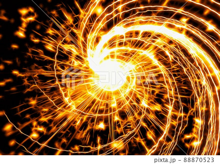 金色の光が渦巻く抽象的な背景のイラスト素材 [88870523] - PIXTA