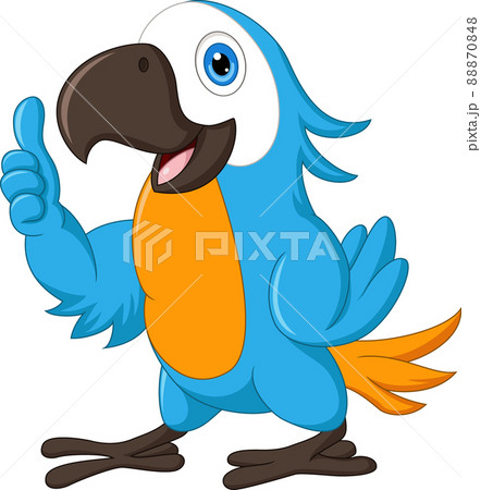 Cartoon funny blue macaw giving thumb up 88870848