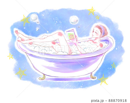 バスタイムを堪能する女性 夜 読書 バスタイムを堪能する女性 夜 読書 88870918