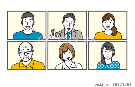 画面越しに会話をするアジア人の人々 画面越しに会話をするアジア人の人々 88871263