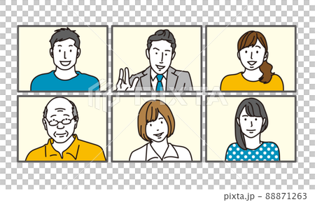 画面越しに会話をするアジア人の人々 画面越しに会話をするアジア人の人々 88871263