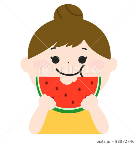 夏休みにかわいい女の子がおいしそうにスイカを食べているイラスト のイラスト素材 夏休みにかわいい女の子がおいしそうにスイカを食べているイラスト のイラスト素材