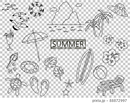 線描夏季材料集 88872997