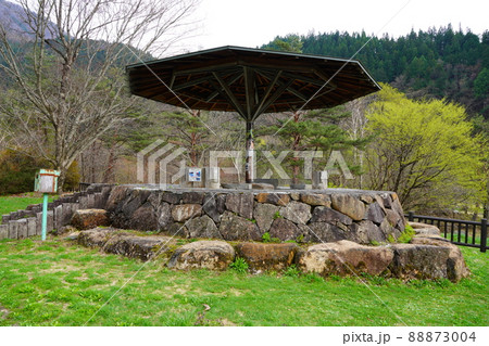 桜咲く栃尾温泉の荒神之足湯 88873004