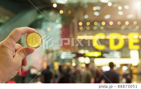 Bitcoins New Virtual money concept in crypto wallet app which travel pay buy during travel holiday Bitcoins New Virtual money concept in crypto wallet app which travel pay buy during travel holiday 88873051