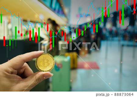 Bitcoins New Virtual money concept in crypto wallet app which travel pay buy during travel holiday 88873064