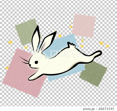 Rabbit Japanese paper background (with gold leaf) 88873545