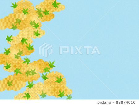 わふう背景素材あお紅葉1水色 わふう背景素材あお紅葉1水色 88874010