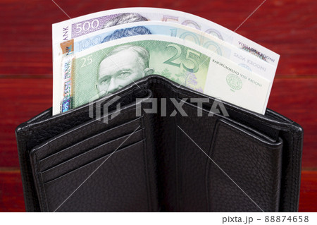 Estonian money in the black wallet 88874658