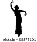 Silhouette of slender flamenco dancer in beautiful dress 88875101
