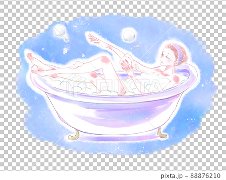 A woman washing her body in the bath 88876210