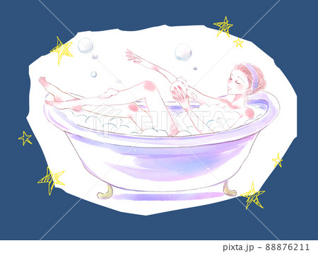 お風呂で体を洗う女性 お風呂で体を洗う女性 88876211
