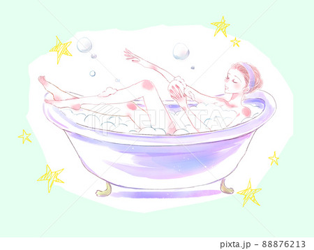 お風呂で体を洗う女性 お風呂で体を洗う女性 88876213