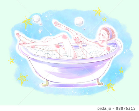 お風呂で体を洗う女性 お風呂で体を洗う女性 88876215