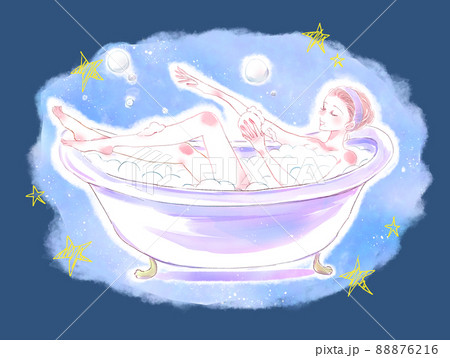 お風呂で体を洗う女性 お風呂で体を洗う女性 88876216