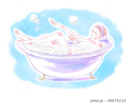 お風呂で体を洗う女性 88876219