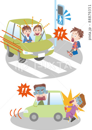 交通安全＜バックからの人身事故・車内の会話に夢中でうっかり信号無視＞ 88876351