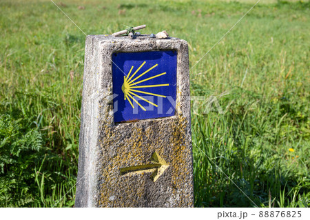 Camino de Santiago sign. Pilgrimage to Santiago de Compostela concept 88876825