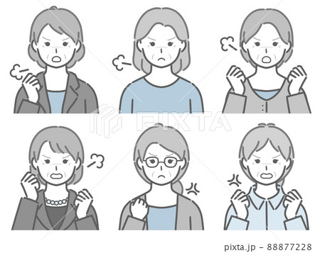 怒る高齢女性の上半身セット 怒る高齢女性の上半身セット 88877228